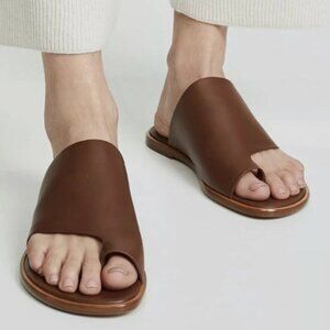 Vince Edris Leather Sandal Slides Cognac Brown